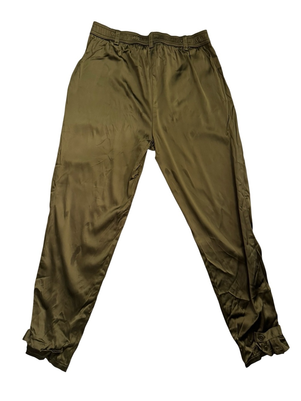 Trina Turk Olive Satin Utility Jogger Pants Women’s Small Adjustable Hem - Picture 3 of 5